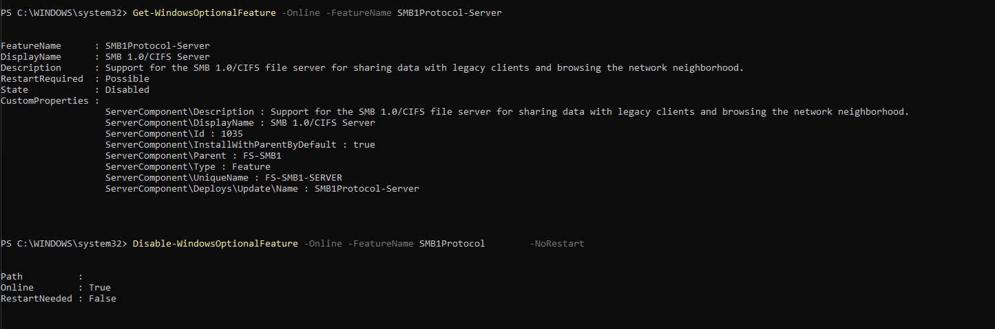 Disable SMB services